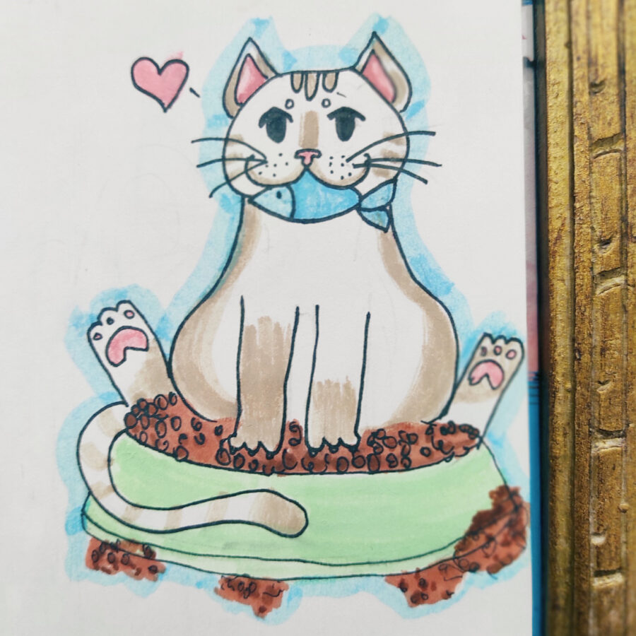 Рисунок «Кот в миске»