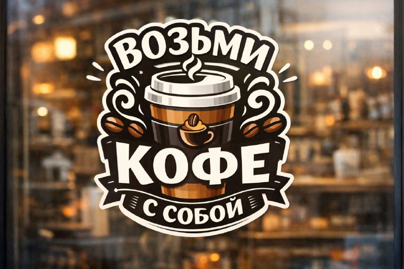 Пример эффективной наклейки на витрину кофейни