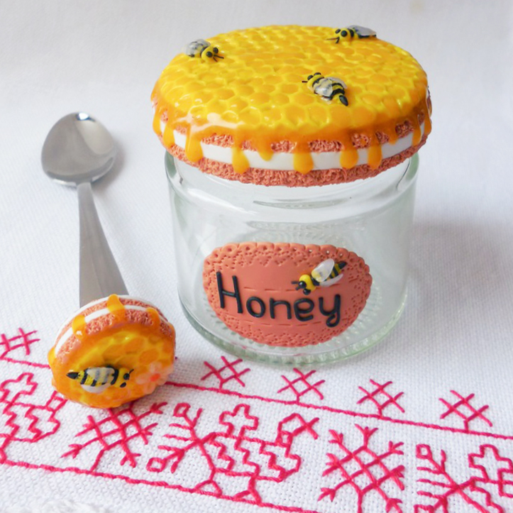Декор баночки для мёда с помощью полимерной глины. Мастер-класс | Креаликум