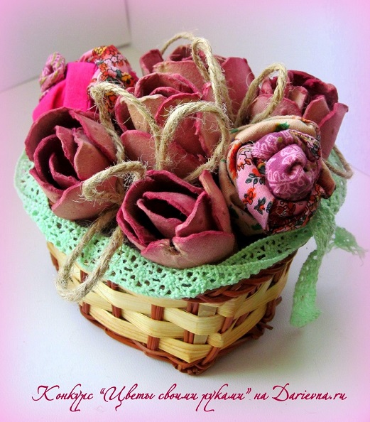 конкурс цветы своими руками букет роз из яичных упаковок и ткани