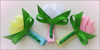 How to Make a Tulip Hair Bow Clips Instruction - M2M Gymboree 2