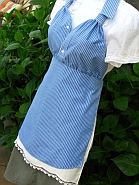 Upcycled Men's Dress Shirt Apron - Blue with White