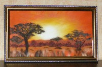 маури - картина из шерсти «Африканский закат»