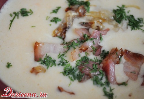 Сырный суп с карамелизированным луком и беконом пошаговый фоторецепт