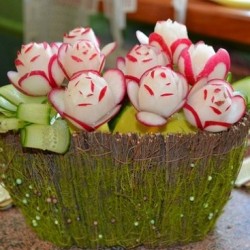 Украшения для салата — карвинг с редиской