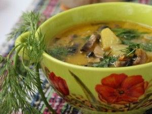 сырный суп с грибами