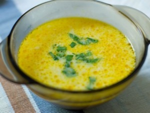 крем-суп с сыром, грибами и курицей