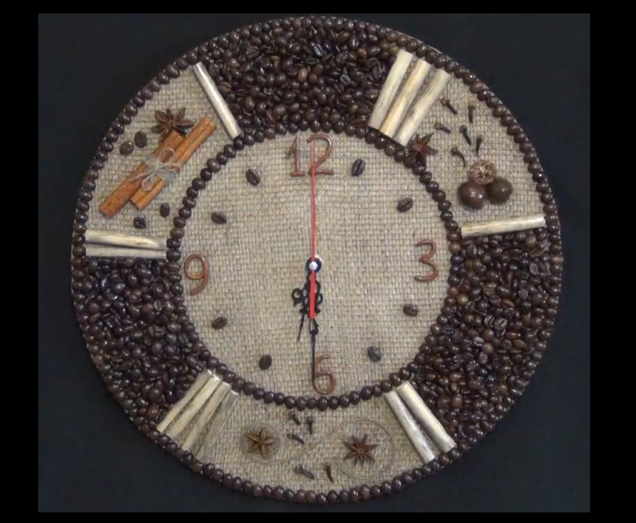 Часы из кофе от канала Cheerful Craft