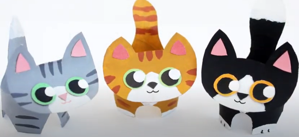 Забавные котята из рулончиков от туалетной бумаги