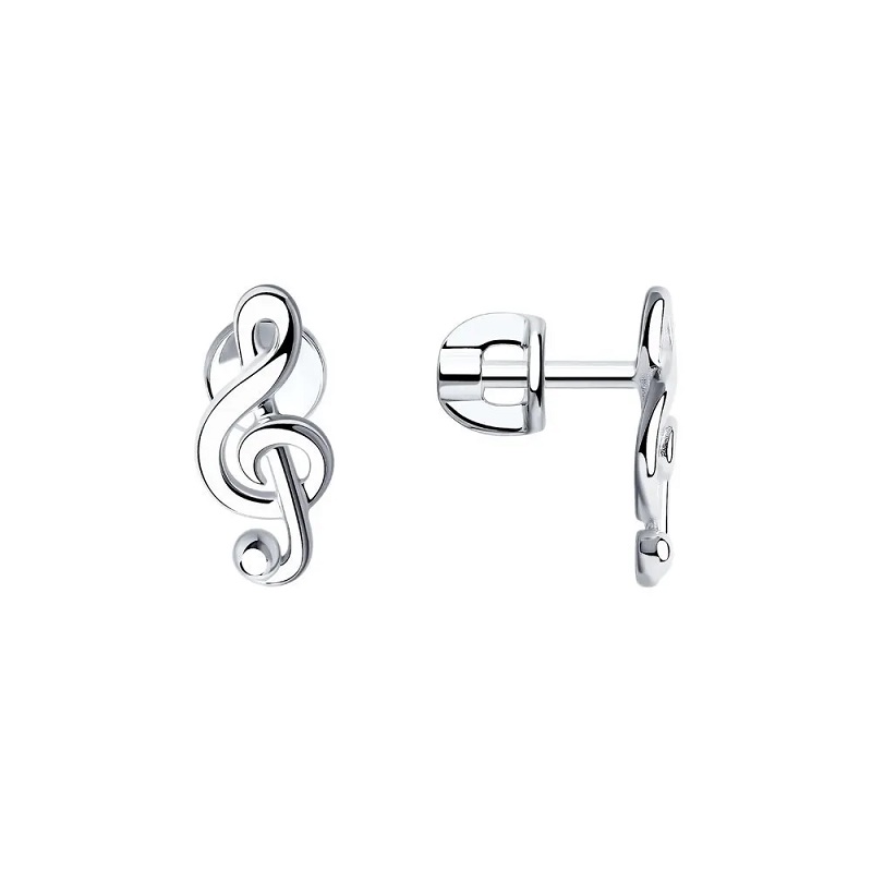 Серебряные сережки SOKOLOV для девочки "Скрипичный ключ"