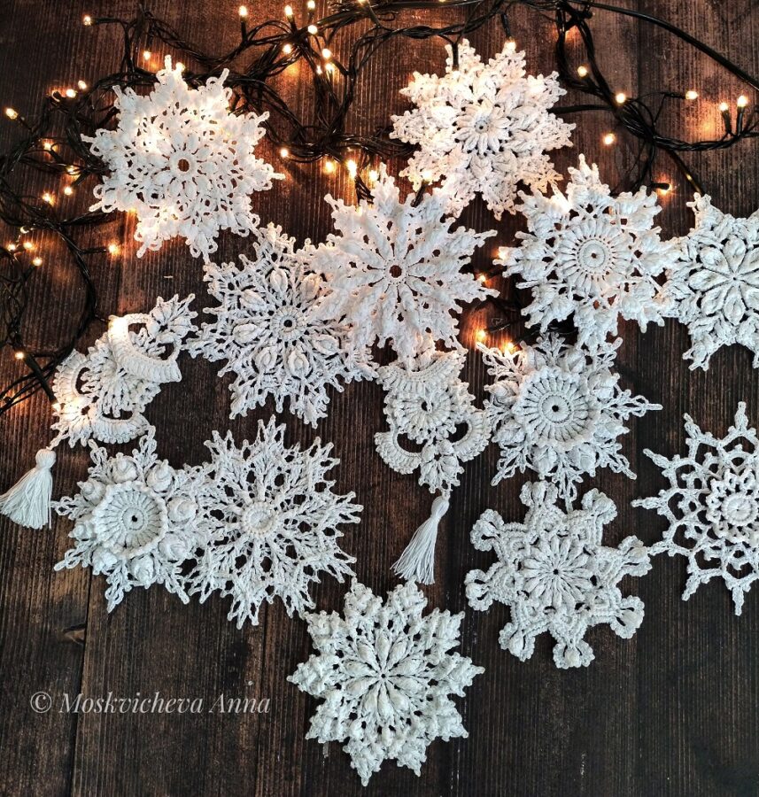 Снежинки крючком Анны Москвичевой