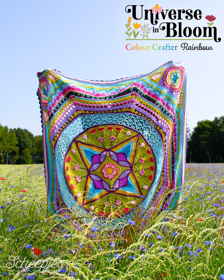 Плед крючком «Цветущая Вселенная» (Universe in Bloom CAL). Палитра Rainbow