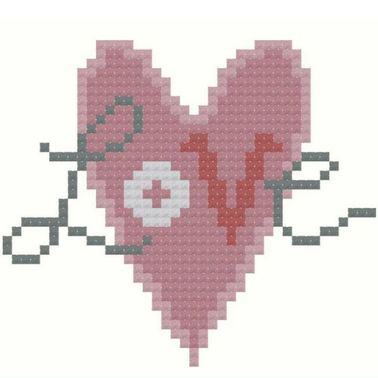 Вышивка крестом ко Дню святого Валентина «Two Hearts One Love». Бесплатная схема
